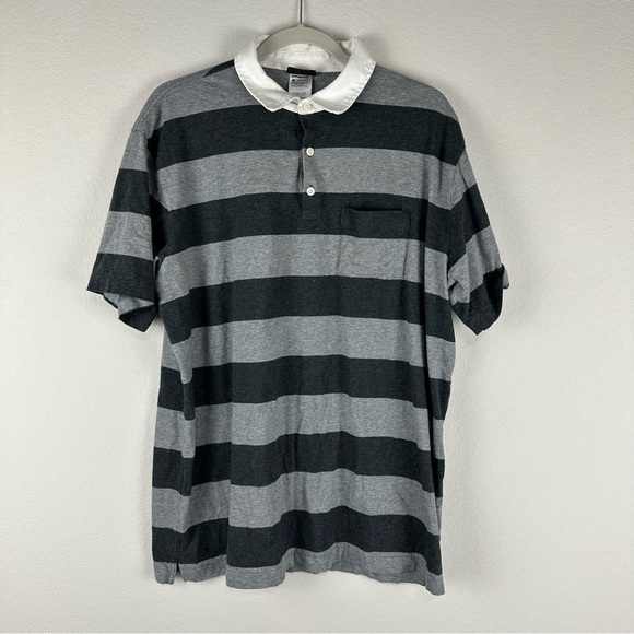 Patagonia Men’s Two Tone Gray Stripe Squeaky Clean Short Sleeve Polo Shirt XL - Picture 1 of 7